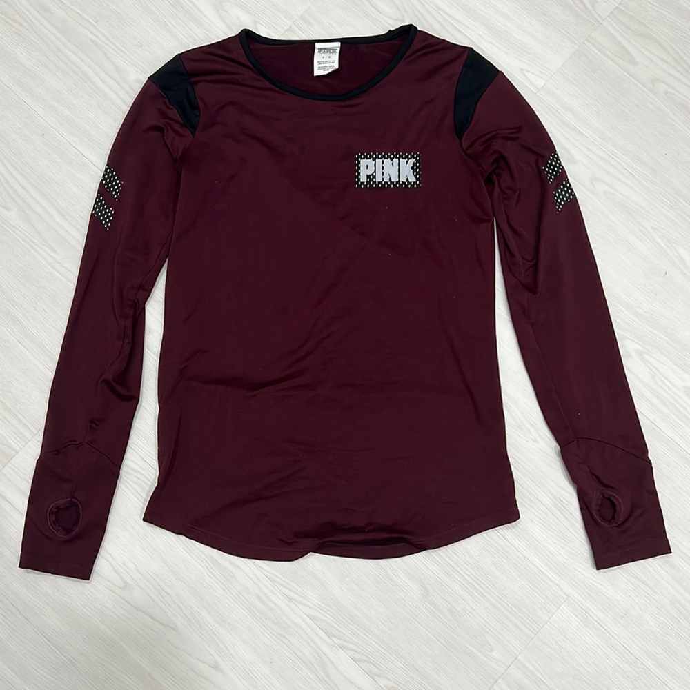 Vs Pink long sleeve workout top size L
